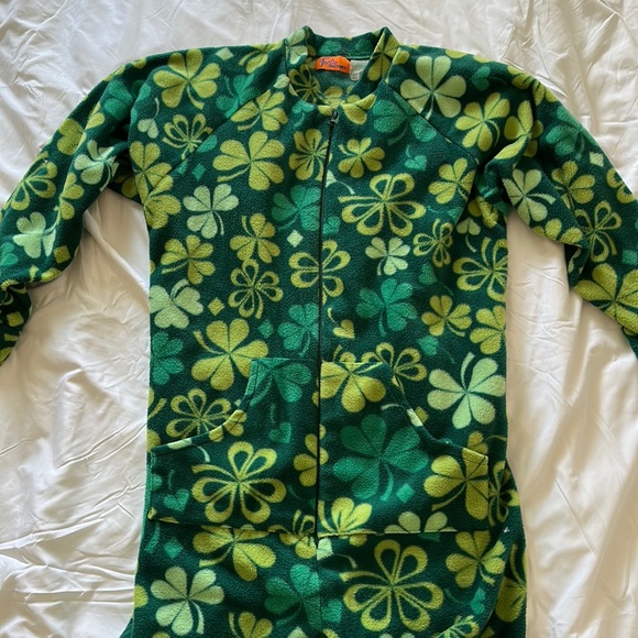 St. Patrick’s Day Shamrock Adult Onesie - Picture 1 of 3